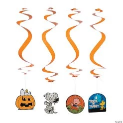 20" Peanuts® Hanging Paper Swirl Halloween Decorations - 12 Pc.