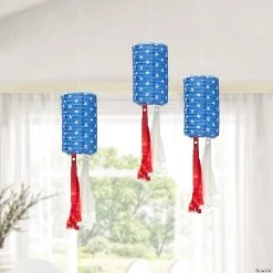 22" Patriotic Hanging Lanterns with Tissue Paper Streamers - 3 Pc. -Party Decorations Sales Shop 22 patriotic hanging lanterns with tissue paper streamers 3 pc 13969099 a02