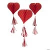 22" Red Heart Honeycomb Ceiling Decorations with Tassels - 3 Pc. -Party Decorations Sales Shop 22 red heart honeycomb ceiling decorations with tassels 3 pc 13960767