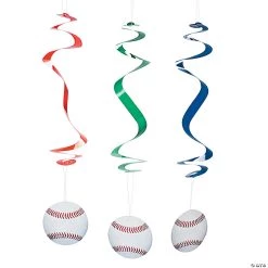 24" Baseball Hanging Swirl Decorations - 12 Pc.