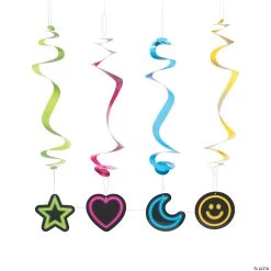 25" Neon Glow Party Hanging Swirl Decorations - 12 Pc.