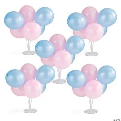 27" Blue & Pink Latex Balloon Bouquet Centerpieces - Makes 5