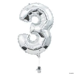 "3" Shaped Number 34" Mylar Balloon