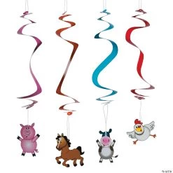 30" Farm Party Hanging Swirl Decorations - 12 Pc.