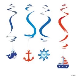 30" Little Sailor Hanging Swirl Decorations - 12 Pc.