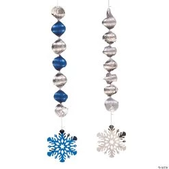 34" Snowflake Hanging Paper Swirl Decorations - 12 Pc.