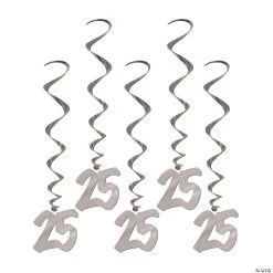36" 25th Anniversary Cutout Hanging Swirl Decorations - 5 Pc.