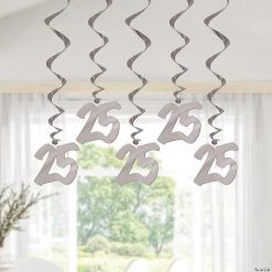 36" 25th Anniversary Cutout Hanging Swirl Decorations - 5 Pc. -Party Decorations Sales Shop 36 25th anniversary cutout hanging swirl decorations 5 pc 13932233 a02