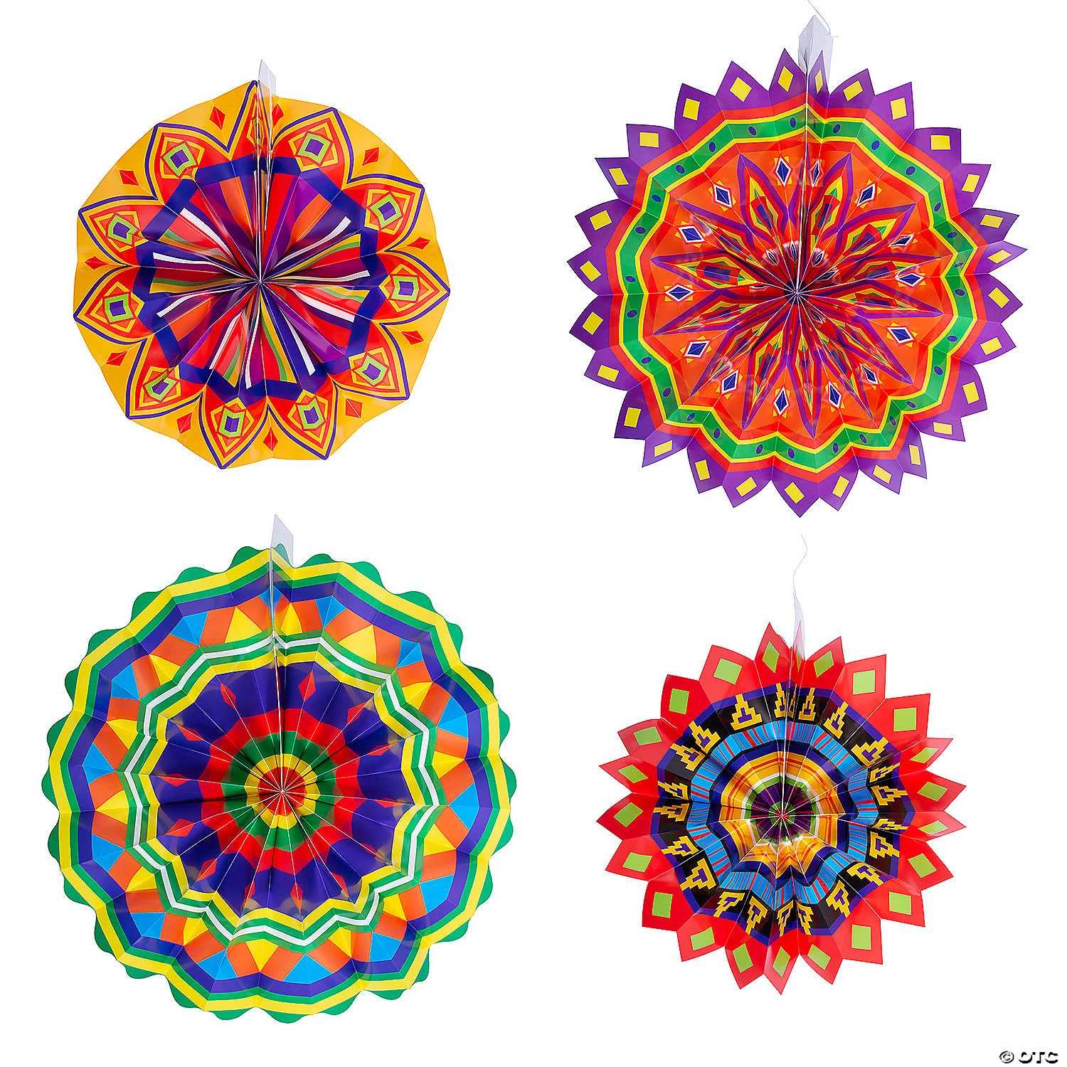 36" - 46" Giant Fiesta Hanging Paper Fans - 4 Pc. 3 36" - 46" Giant Fiesta Hanging Paper Fans - 4 Pc.