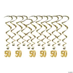 36" 50th Anniversary Cutout Hanging Swirl Decorations - 12 Pc.