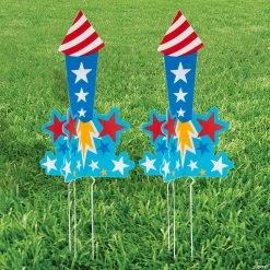 3D Firework Yard Signs - 4 Pc.