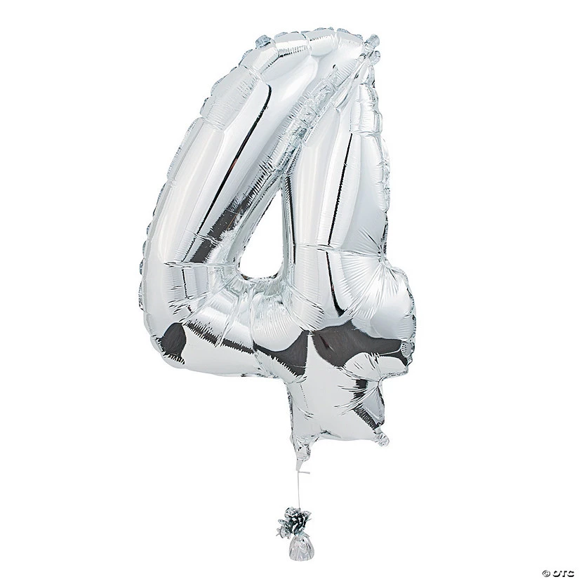 "4" Shaped Number Mylar 34" Balloon 3 "4" Shaped Number Mylar 34" Balloon
