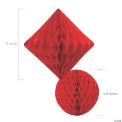 Hanging Paper Honeycomb Decoration Assortment - 12 Pc. -Party Decorations Sales Shop 5 75 12 red hanging paper honeycomb decoration assortment 12 pc 13935867 a01