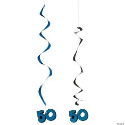 50th Birthday Hanging Swirl Decorations - 5 Pc.