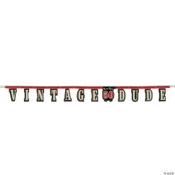 50th Birthday Vintage Dude Cardboard Jointed Banner