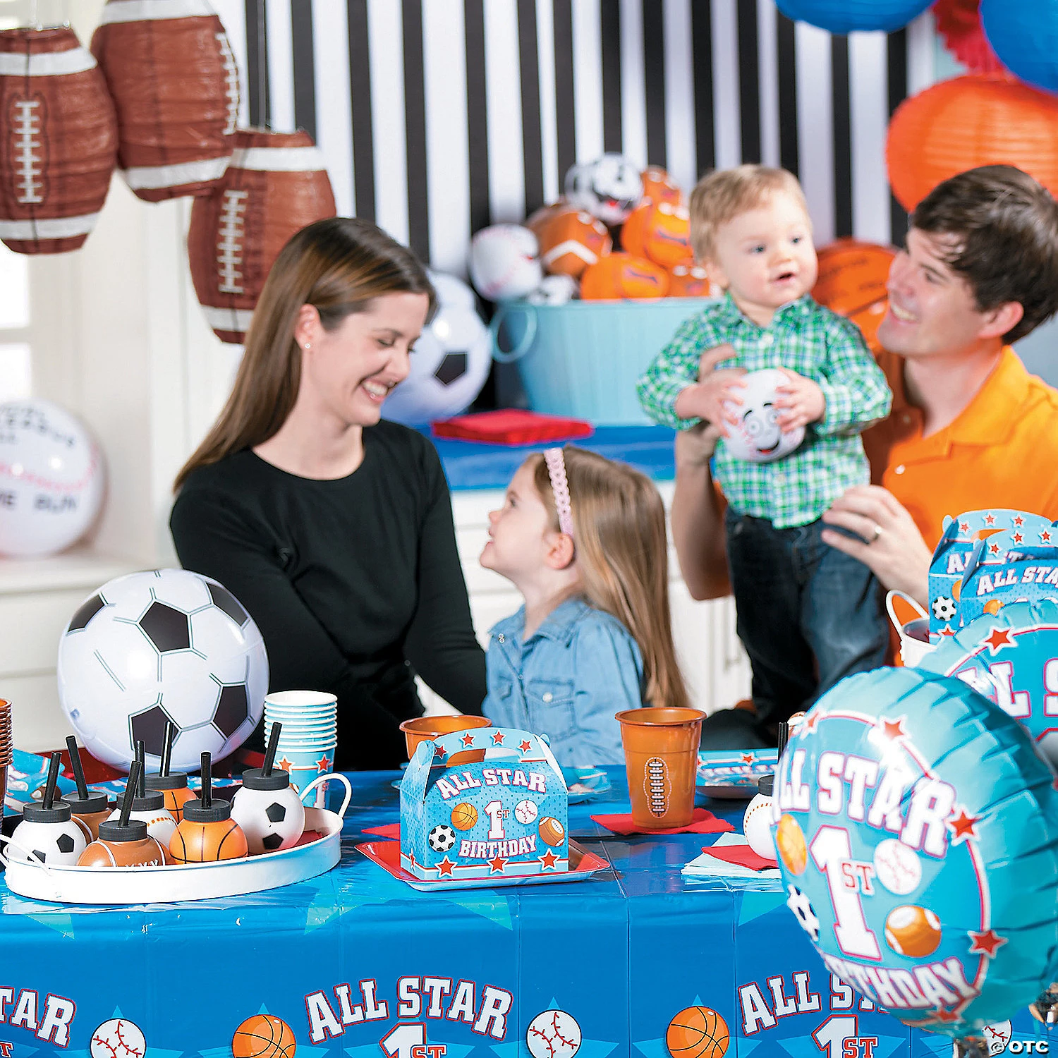 6 1/2" Football Hanging Paper Lanterns - 3 Pc. 5 6 1/2" Football Hanging Paper Lanterns - 3 Pc. - Image 3