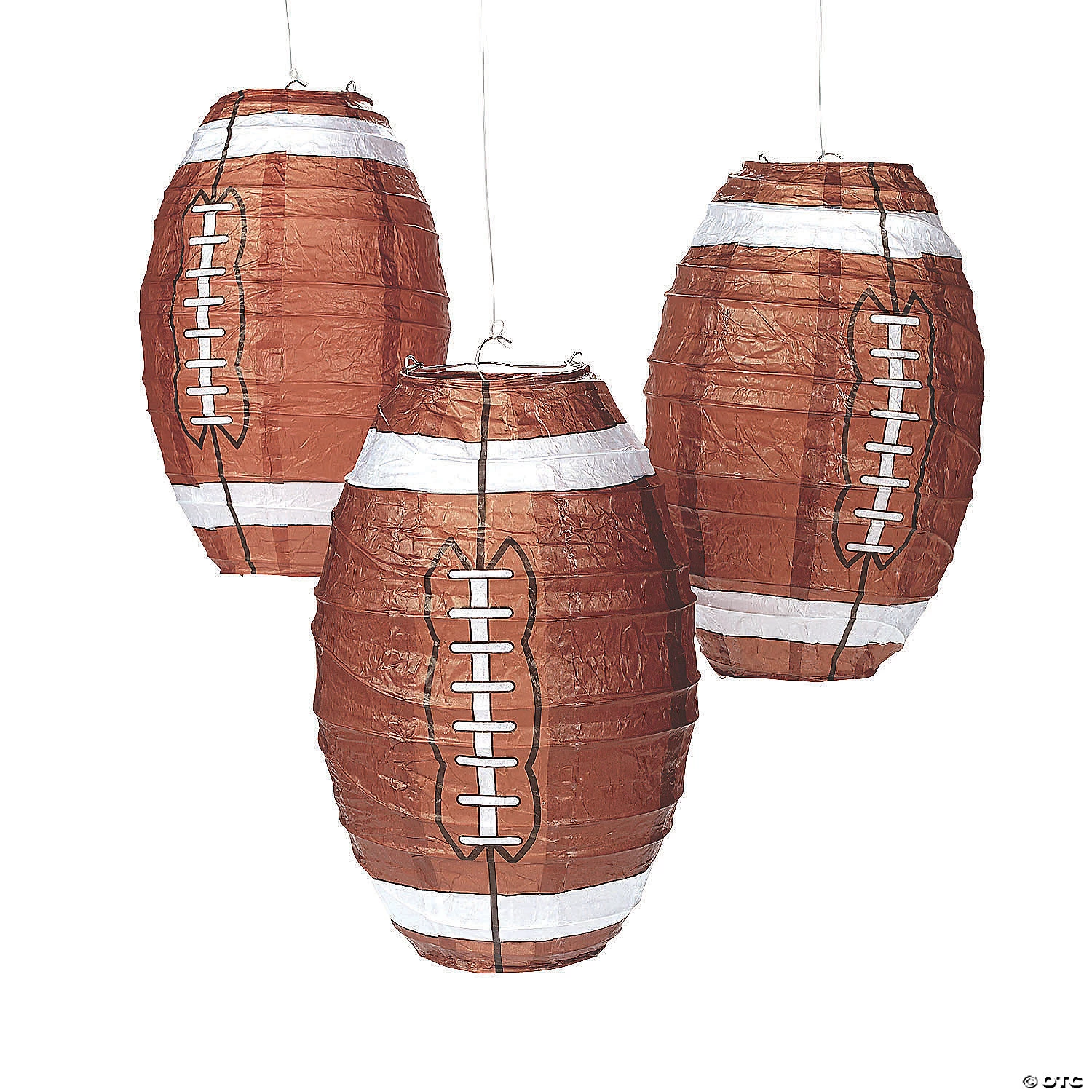 6 1/2" Football Hanging Paper Lanterns - 3 Pc. 3 6 1/2" Football Hanging Paper Lanterns - 3 Pc.
