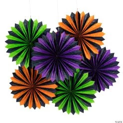 6" Halloween Hanging Paper Fans - 6 Pc.