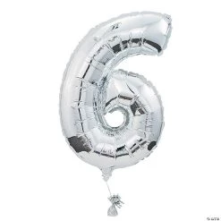 "6" Shaped Number 34" Mylar Balloon