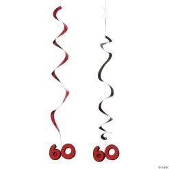 60th Birthday Hanging Swirl Decorations - 5 Pc.