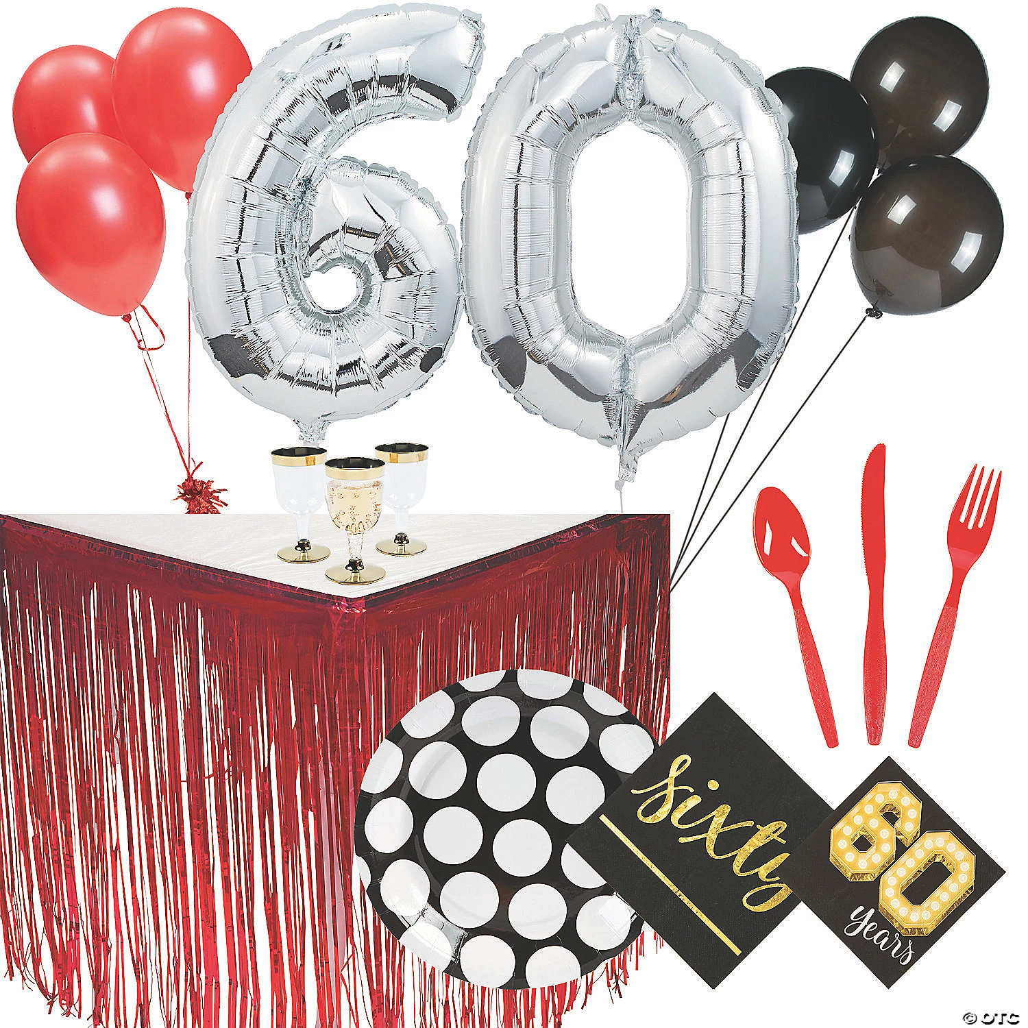 60th Birthday Party Tableware Kit for 16 Guests 3 60th Birthday Party Tableware Kit for 16 Guests