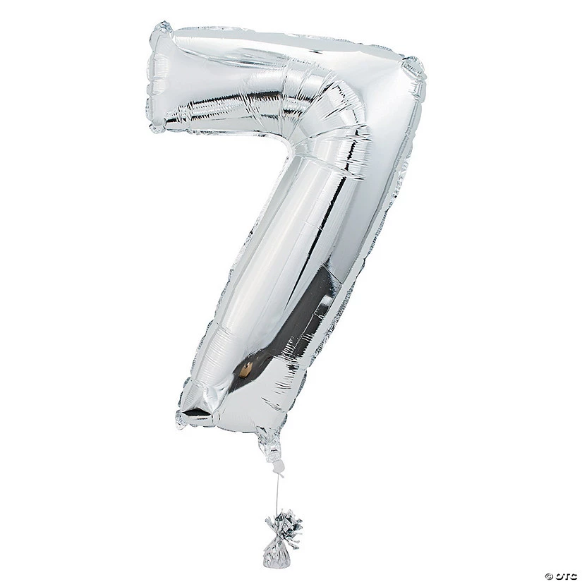 "7" Shaped Number 34" Mylar Balloon 3 "7" Shaped Number 34" Mylar Balloon