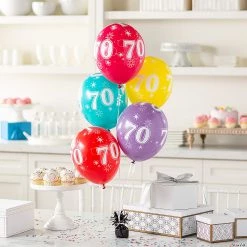 70th Birthday Sparkle 11" Latex Balloon Assortment - 6 Pc. -Party Decorations Sales Shop 70th birthday sparkle 11 latex balloon assortment 6 pc 13838674 a02