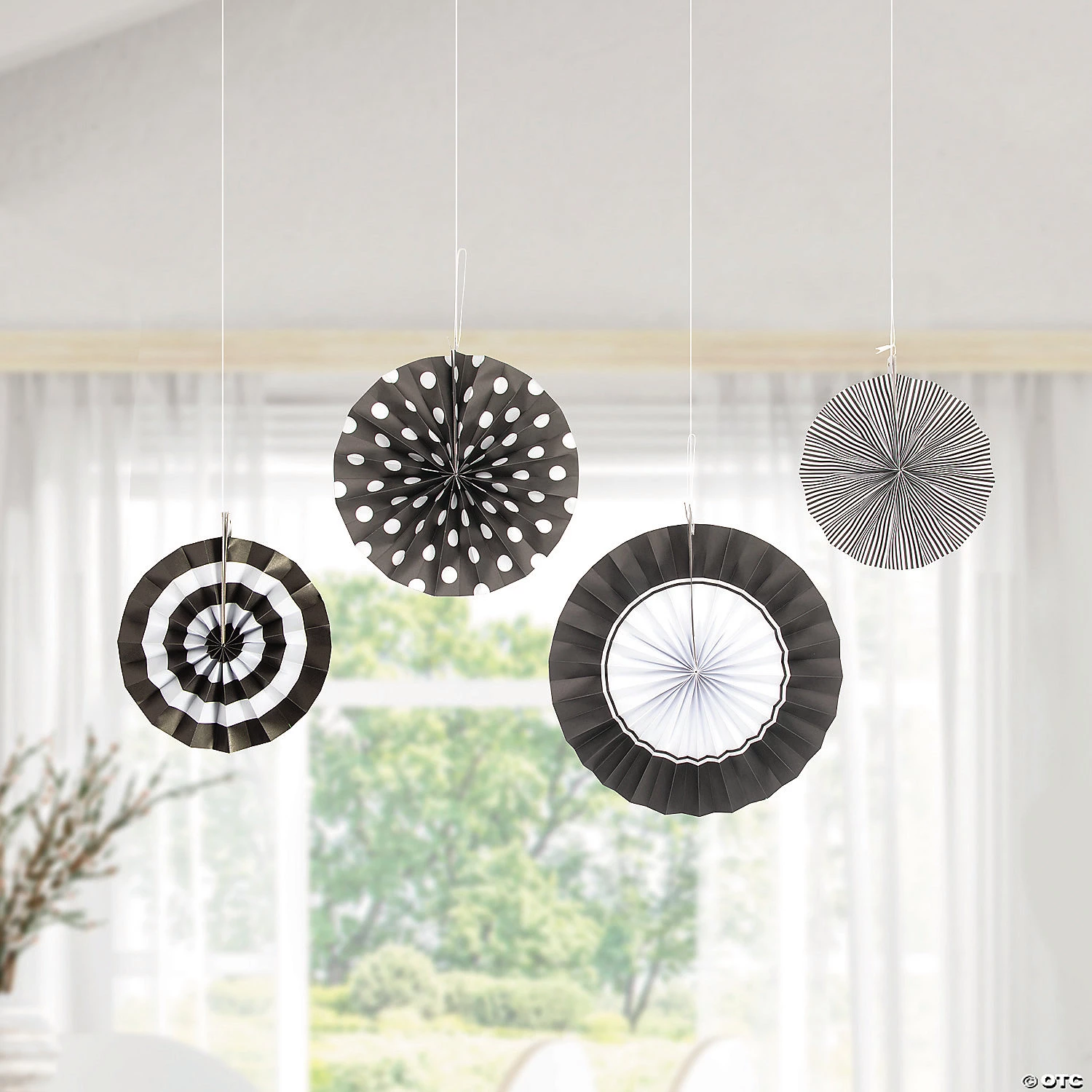 Hanging Paper Fan Assortment - 8 Pc. 5 Hanging Paper Fan Assortment - 8 Pc. - Image 3