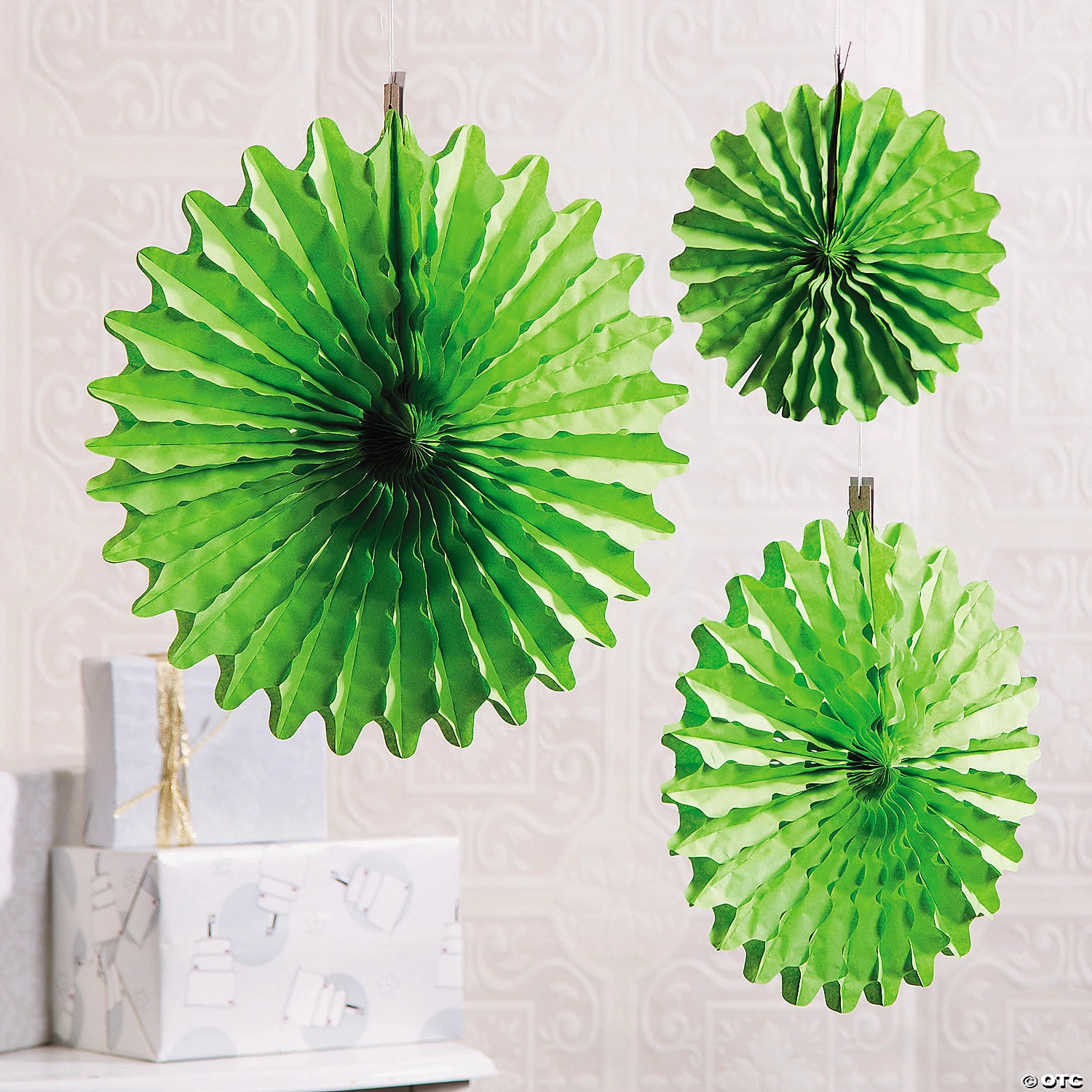 Hanging Tissue Paper Fans - 12 Pc. 5 Hanging Tissue Paper Fans - 12 Pc. - Image 3