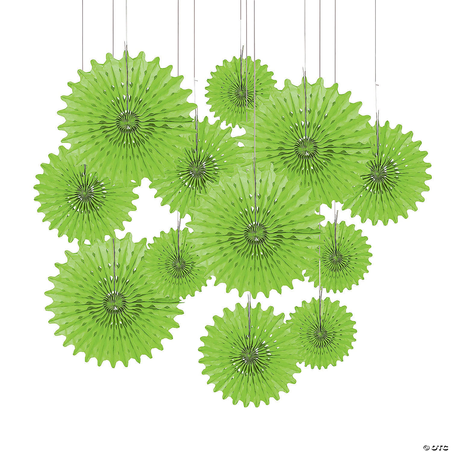 Hanging Tissue Paper Fans - 12 Pc. 3 Hanging Tissue Paper Fans - 12 Pc.