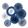 Hanging Paper Fan Assortment - 8 Pc. -Party Decorations Sales Shop 8 10 navy blue hanging paper fan assortment 8 pc 13943280