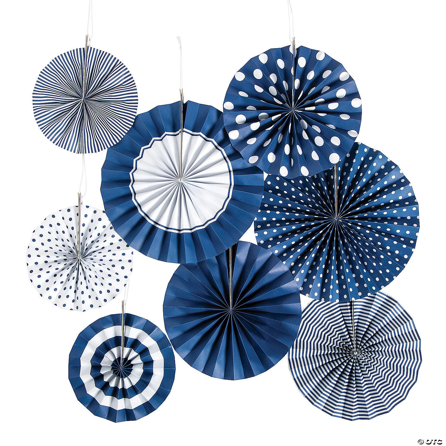 Hanging Paper Fan Assortment - 8 Pc. 3 Hanging Paper Fan Assortment - 8 Pc.