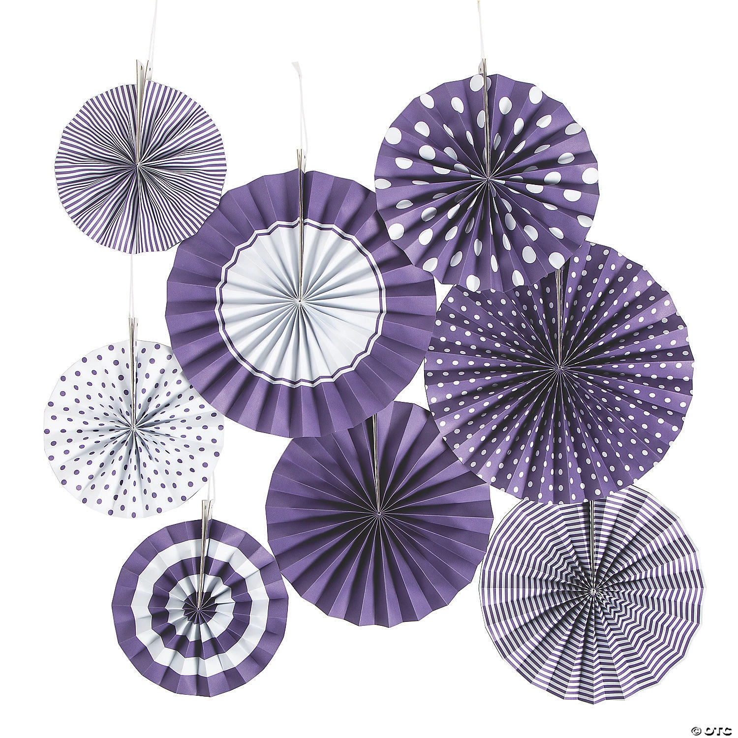 Hanging Paper Fan Assortment - 8 Pc. 3 Hanging Paper Fan Assortment - 8 Pc.
