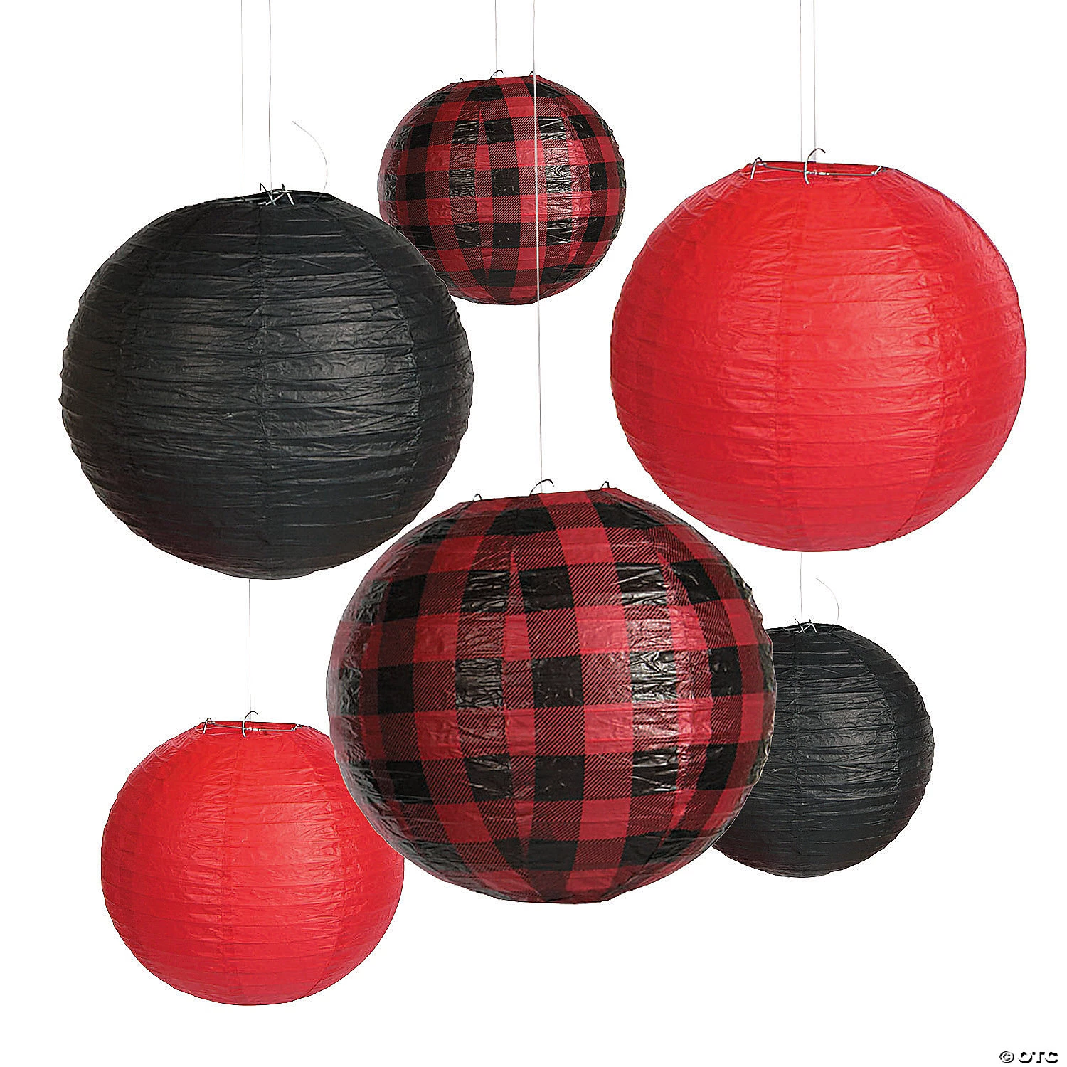 8" - 12" Red Buffalo Plaid Hanging Paper Lanterns - 6 Pc. 3 8" - 12" Red Buffalo Plaid Hanging Paper Lanterns - 6 Pc.