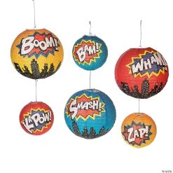 8" - 12" Superhero Hanging Paper Lanterns - 6 Pc.