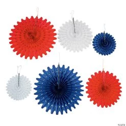 8" - 16" 4th of July Hanging Paper Fans - 12 Pc.