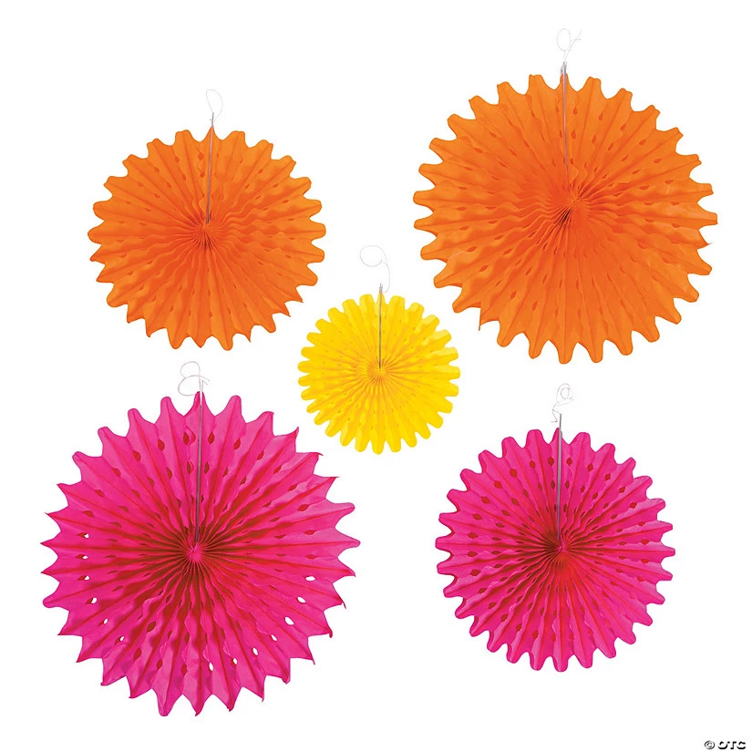 8" - 16" Bright Fiesta Party Hanging Paper Fans - 12 Pc. 3 8" - 16" Bright Fiesta Party Hanging Paper Fans - 12 Pc.