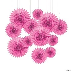 Hanging Tissue Paper Fans - 12 Pc.