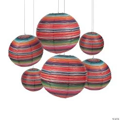 8" - 16" Fiesta Sarape Hanging Paper Lanterns - 6 Pc.