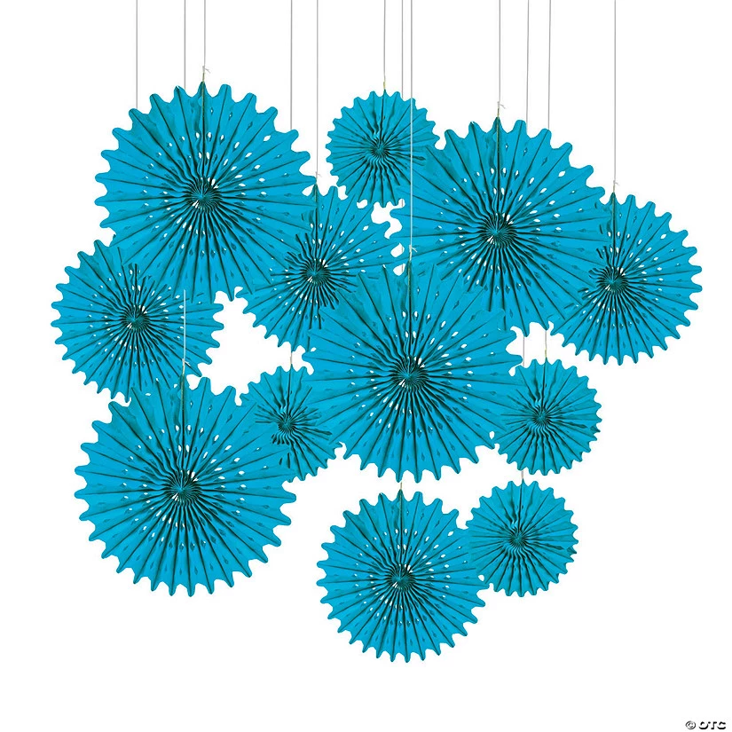 Hanging Tissue Paper Fans - 12 Pc. 3 Hanging Tissue Paper Fans - 12 Pc.