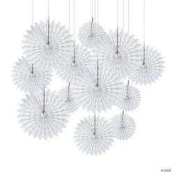 Hanging Tissue Paper Fans - 12 Pc.