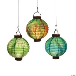 8" Luau Leaf Light-Up Hanging Paper Lanterns - 3 Pc.