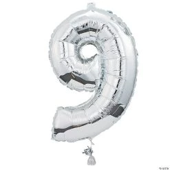 "9" Shaped Number 34" Mylar Balloon