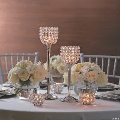 Acrylic Crystal Bead Pedestal Candle Holders - 2 Pc. -Party Decorations Sales Shop acrylic crystal bead pedestal candle holders 2 pc 13781170 a01