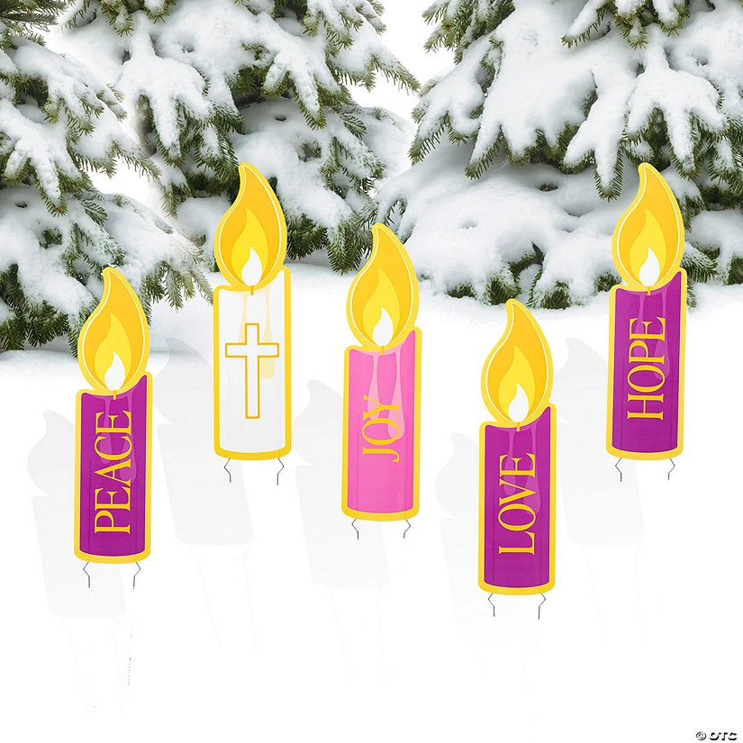 Advent Candle Yard Stakes Set - 5 Pc. 3 Advent Candle Yard Stakes Set - 5 Pc.