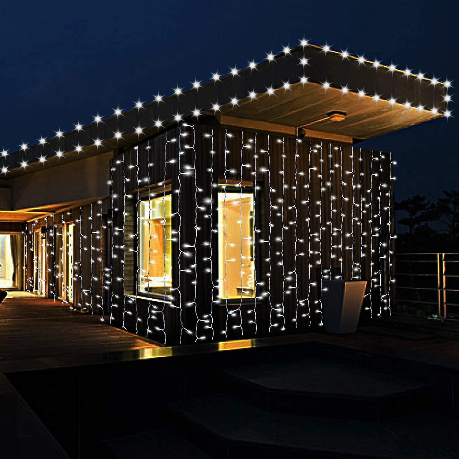 AGPtek 448LED White String Curtain Lights 3 AGPtek 448LED White String Curtain Lights