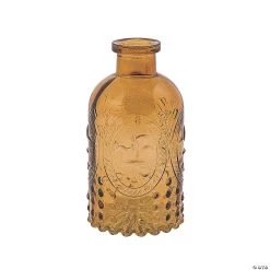 Amber Ridged Glass Vases - 3 Pc.