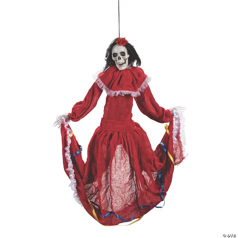 Animated Dancing Fiesta Beauty Skeleton Hanging Decoration 3 Animated Dancing Fiesta Beauty Skeleton Hanging Decoration