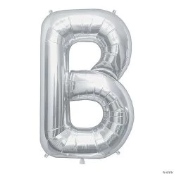 “B” Silver Letter 34" Mylar Balloon