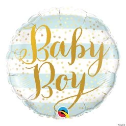 Baby Boy Blue Stripes 18" Mylar Balloon